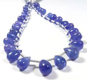 พลอย Tanzanite สีฟ้าขัดเงาแบบหลวม10 "ลูกปัดหยดน้ำ7-11มม. 70ct เครื่องประดับจากแอฟริกาเนื้อเรียบธรรมชาติ - Product Image 1