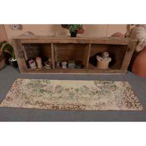 Alfombra de lana turca vintage de 18x6 pies, beige, marrón, clásica, área grande, patrón de retazos tradicional, respaldo de látex para uso en el pasillo - Product Image 4