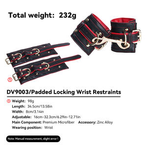 新しいデザイン安全パッド入りロック手首拘束力ソフトレザーBDSMリストカフスロックバックル付き大人用 - Product Image 6