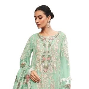 New Pakistani Designer <b>Organza</b> Embroidery Kurti with <b>Silk</b> Pent Stitch and With <b>Organza</b> Digital Print Dupptta - Product Image 1