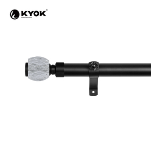 KYOK Modern Black Curtain <b>Pole</b> with Glass Ball Finial Easy Installation Minimalist Design 0.75-0.99 Inch Diameter - Product Image 4