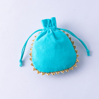 Pochette cadeau en coton bleu ciel de qualité supérieure, avec cordon de serrage réglable, tendance, logo personnalisé, faite à la main, écologique, pour bijoux