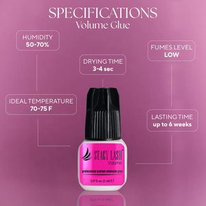 Colle pour extensions de cils 5 ml, imperméable, végane, sans cruauté, sans formaldéhyde, faible volume de vapeur, temps de séchage 3-4 secondes - Product Image 2