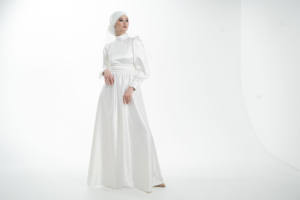 Exclusivo islámico modesto color marfil con capa Slim Fit Abaya vestido para mujeres musulmanas modesto vestido de novia - Product Image 6