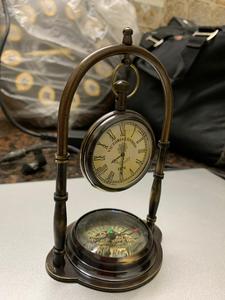 Horloge nautique en laiton boussole minuterie Vintage Style Antique métal poli artisanat impression numérique idéal pour la décoration de bureau à domicile - Product Image 2