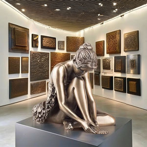 ブロンズ製の座るバレエダンサー像、金属工芸品 - Product Image 2