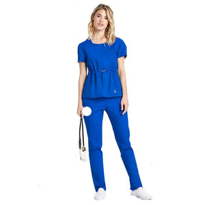 Uniformes Médicos Personalizados Antiarrugas para Spa, Conjunto de Blusa y Pantalón con Cuello en V para Enfermeras - Product Image 5