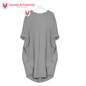 Delta Sigma For Sorority Embroidery Women Cotton Long <b>Dress</b> | Sorority Embroidered Ladies Custom Made Greek Letters Cotton <b>Dress</b> - Product Image 1