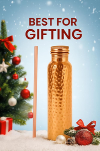 Botella de Agua de Cobre Premium, Diseño Ayurvédico, Tapa Hermética, Hecha a Mano con Diseño Martillado, 1 Litro, Ecológica, Gran Capacidad - Product Image 6