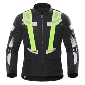 Veste de moto en textile réfléchissant imperméable de protection noire et haute visibilité pour hommes Veste de moto en textile Cordura d'été pour motocross - Product Image 1