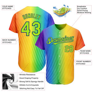 Sublimación Uniforme de béisbol Equipo Cuello en V Transpirable Jóvenes Adultos Hombres Uniforme de béisbol con nombre y logotipo del equipo - Product Image 4