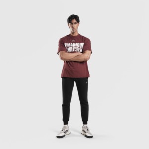 เสื้อยืดพาวเวอร์ครูว์ สีแดงเลือดหมู ผ้าเจอร์ซีย์น้ำหนักเบา ทรงเข้ารูป สกรีนลายปักแบบกำหนดเอง พร้อมโลโก้ปัก - Product Image 4