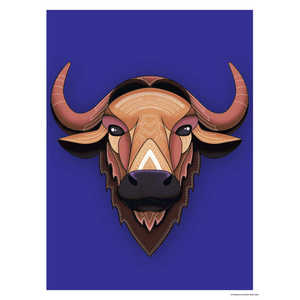 Impression d'art moderne de buffle d'Asie, peinture impressionniste animale de Madeleine, impression numérique sur papier bois à usage décoratif - Product Image 1