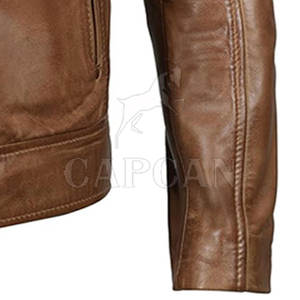 Veste imperméable en cuir marron à manches longues avec design personnalisé Veste en cuir respirante pour hommes - Product Image 6