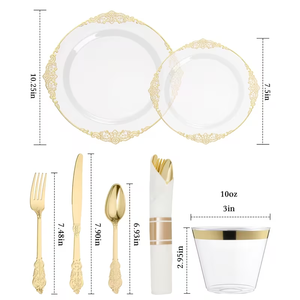 350 pièces de vaisselle en plastique pour événements et assiettes en plastique élégantes, ainsi que des assiettes en plastique pour repas formels, pour mariages et séminaires - Product Image 6