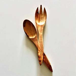 Ensemble de 2 couverts à salade en bois d'acacia Produit en bois fait à la main pour la cuisine à domicile - Product Image 6