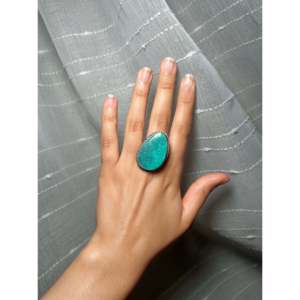 Antionette Martinez Kingman Turquoise & Sterling Silver <b>Adjustable</b> <b>Ring</b> Casual Style Stainless Steel Jewelry Bezel Setting Gift - Product Image 5