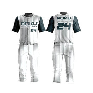 Jersey de béisbol con cuello en V de alta calidad, uniforme con logotipo personalizado impreso de talla grande, conjuntos de ropa deportiva transpirable antibacteriana de secado rápido - Product Image 2