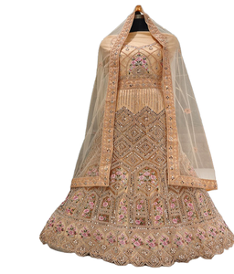 Moda Red Seda bordado trabajo lehenga choli con dupatta desgaste del partido precio al por mayor - Product Image 1