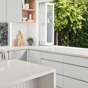 Tùy chỉnh màu trắng tinh khiết hiện đại nhân tạo thạch anh đá slab cho nhà bếp bàn Vanity Tops bàn làm việc tường Bảng trang trí nội thất - Product Image 2