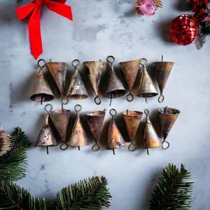 Recycled Iron Rustic Jingle <b>Bells</b> Cone Shape Craft Tools & Supplies 1.75 Inches Lot - Product Image 5