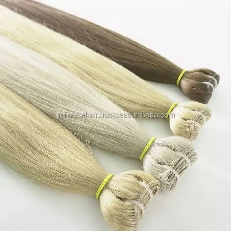 Venta al por mayor 12a Grado Virgen Remy 100 Cabello Humano Super Doble Dibujado Rubio Trama Extensiones de cabello Natural Extensiones de cabello crudo