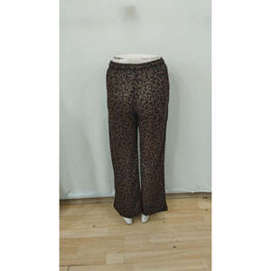 Pantalones de mujer de cintura alta con cordón elástico y corte ancho de dos hilos, 35747 - Café - Product Image 6