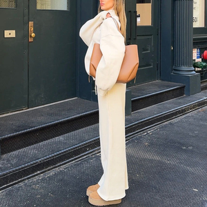 Conjuntos de Invierno de Alta Calidad para Mujer, de Peso Medio, Color Sólido, Sudadera de Manga Larga de Felpa, Logotipo Personalizado, Sudadera con Cuello Alto, Trajes Deportivos - Product Image 3