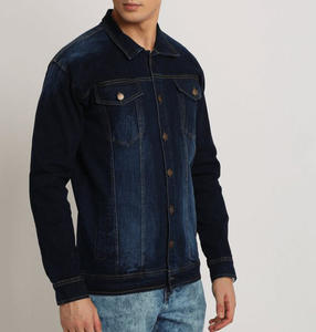 แจ็คเก็ตยีนส์ไม่มีฮู้ดปกตั้งสำหรับผู้ชายเสื้อแจ็คเก็ตยีนส์ทีมตัวแทนพิมพ์โลโก้ด้านหน้าสำหรับฤดูหนาว - Product Image 1