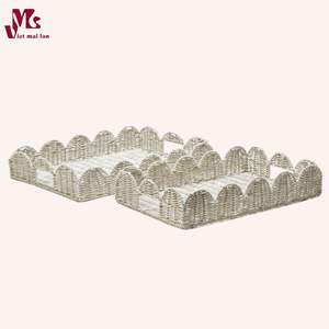 Bandeja de mimbre tejida a mano con asas para decoración de almacenamiento Mesa de centro de exhibición o servir comida Natural - Product Image 2