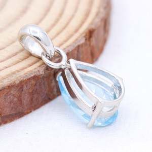 Vente en gros pendentif en pierre précieuse topaze bleue naturelle en forme de poire bijoux faits à la main en argent sterling massif 925 pour pendentifs fins breloques - Product Image 2