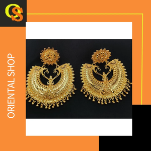 Boucles d'oreilles de qualité supérieure serties de boucles d'oreilles Jhumka plaquées or 22CT de conception traditionnelle bijoux pour les femmes portées par les exportateurs - Product Image 4
