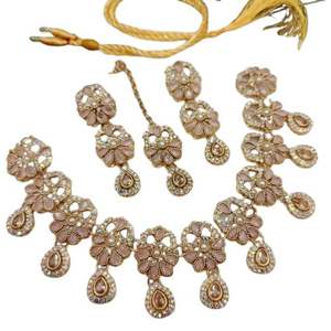ชุดเครื่องประดับอินเดียเทียมสร้อยคอคุณภาพสูงและชุดต่างหูคุณภาพสูงจากงานไม้ - Product Image 1