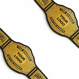 Ceinture de championnat personnalisée de haute qualité avec logo, plaques en laiton plaqué or et zinc, bannière vierge personnalisable, ceinture de récompense pour boxe et lutte, vente en gros - Product Image 4