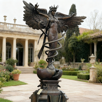 Grandes sculptures métalliques d'extérieur, statue en bronze coulé d'ange serpent grandeur nature, figurine 3D sur le thème des fées