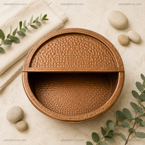 Tazón Redondo de Cobre Antiguo para Pedicura, Hecho a Mano, para Uso en Salones de Belleza y SPA - Product Image 6