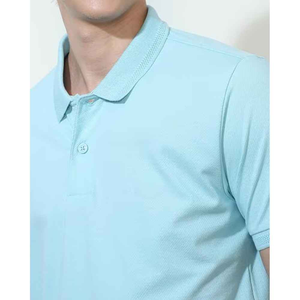 Camisetas de Hombre de Último Diseño en Azul Claro, 100% Algodón, de Alta Calidad, Color Sólido, Tejido Transpirable, Casual, de Manga Corta - Product Image 1