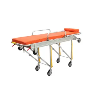 Folding stretcher trolley for hospitals, serving as an ambulance bed stretcher for emergency rescue.