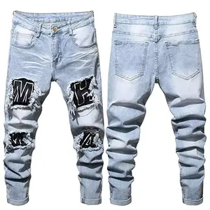 New Style Men's DistreNew fashion custom design Slim Jeans For Men Skinny High Men Jeans Denim Pants in low price