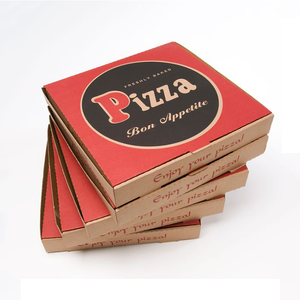 Boîte à pizza élégante en carton ondulé rouge, personnalisable avec logo imprimé, résistante à la graisse, pour livraison à emporter et stockage en gros - Product Image 1