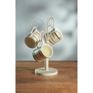 Square Wooden Base Iron Metal Mug Holder Stand With Curved Hooks For Kitchen Countertop Dining Table Mugs <b>Storage</b> Stand - Product Image 5