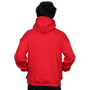 2025 haute qualité en gros unisexe coton/Polyester polaire solide couleur rouge pull à capuche Logo personnalisé noir hommes à capuche - Product Image 2