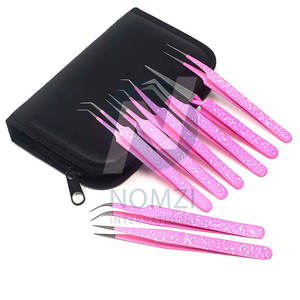 Pinzas para Pestañas de Acero Inoxidable con Logotipo Personalizado de Alta Calidad, Punta Puntiaguda para Uso en Salón de Belleza, Marca NOMZI, 10 Piezas al por Mayor - Product Image 6