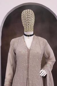 Fourniture directe en usine Robe de soirée élégante en fausse georgette pour femmes Broderie florale disponible au prix d'exportation - Product Image 3