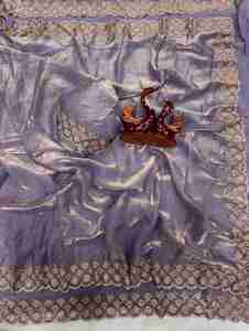 Collection de saris en soie originale Jarkan Diamond Worked, catalogue complet disponible au prix de gros, collection de saris exclusive. - Product Image 6