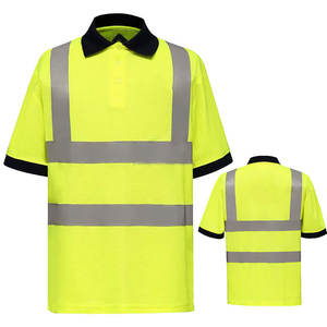 Polo de travail haute visibilité 100% coton, vêtements de sécurité réfléchissants pour hommes, séchage rapide, t-shirts réfléchissants haute visibilité - Product Image 1