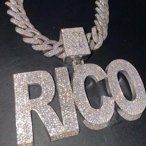 RB Gems personnalisé 925 argent Sterling or blanc Moissanite 3D or Rose visage lunette réglage Hip-Hop Style chrétien pendentif - Product Image 4