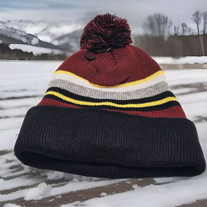 Casquette brodée en gros, bonnet en tricot uni, bonnet personnalisé avec logo jacquard, bonnet jacquard pour homme, bonnet décontracté pour le sport d'hiver - Product Image 5