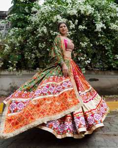 Classic Designer Butter Silk Lehenga Choli Set Digital Print With <b>Mirror</b> Work Beautiful Indian Women's Dupatta Traditional Style - Product Image 5