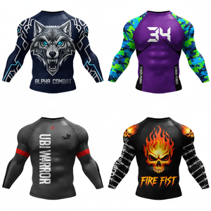 Conjunto de Rashguard de Compresión de Manga Larga Ecológico Personalizado Unisex para Deportes de Lucha BJJ y MMA - Product Image 1